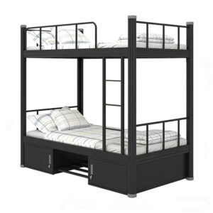 Industrial Heavy Duty Steel Bunk Bed with Under-bed Storage Lockers, Full KD Structure for 40HQ Loading