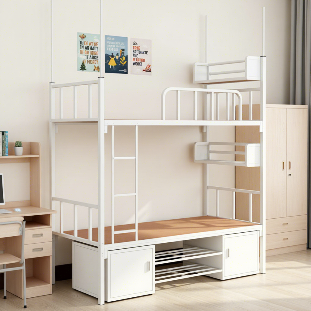 Industrial Heavy Duty Steel Bunk Bed with Storage Lockers | 1.2mm Thickness Full KD Design for School & Staff Dormitories - Image 4